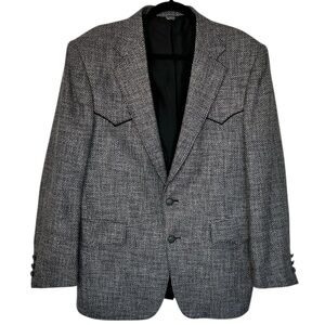 PAGANO WEST Vintage Men’s WesternStyle Blazer SportCoat Gray Tweed WoolBlend 42R